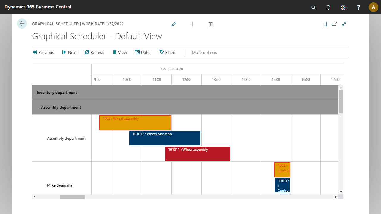 Dynamics 365 Business Central Graphical Scheduling2