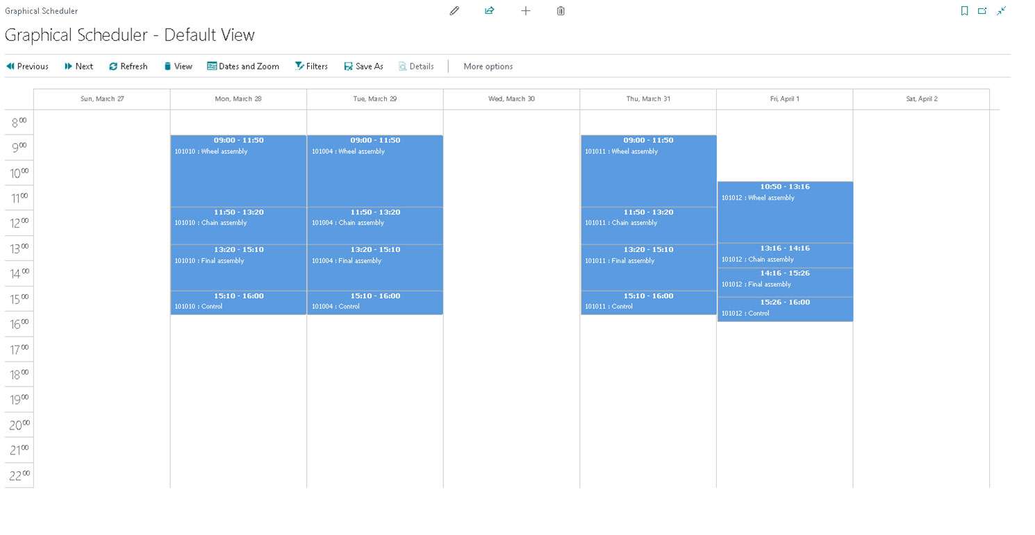 Dynamics 365 Business Central Graphical Scheduling3