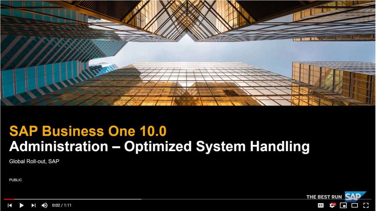 SAP Business One V10 - Optimized system handling
