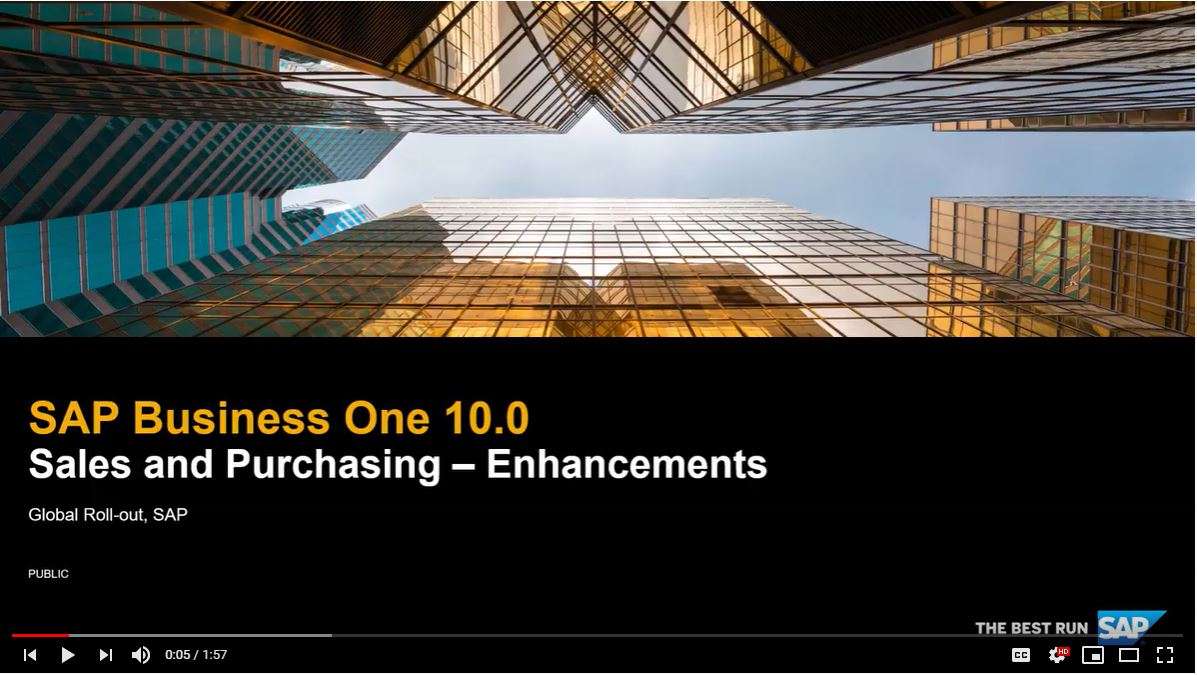 SAP Business One V10 - Sales and purchasing enhancements