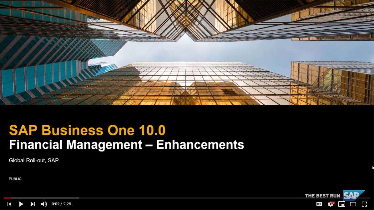SAP Business One V10 - financial management