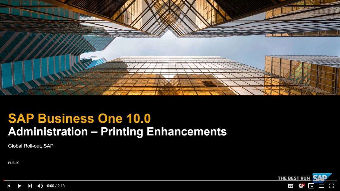 SAP Business One V10 - printing enhancements
